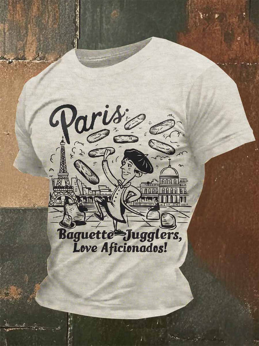 T-Shirt Décontracté À Imprimé Rétro Français Pour Homme