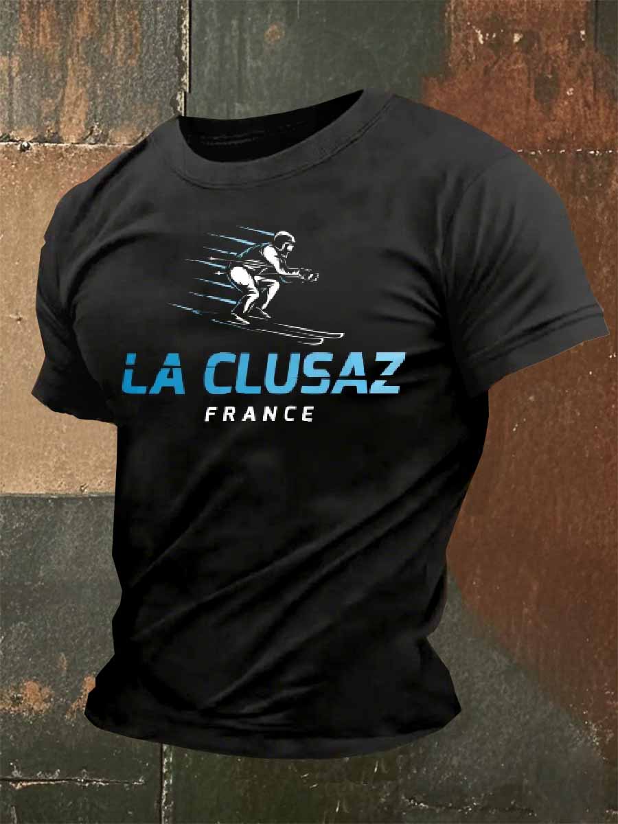 T-Shirt Décontracté À Imprimé Rétro Français Pour Homme