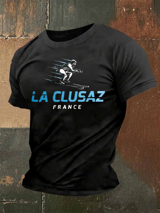 T-Shirt Décontracté À Imprimé Rétro Français Pour Homme