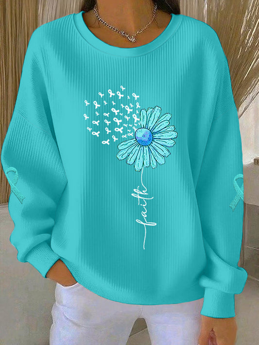 Turquoise tournesol je porte sarcelle pour ma maman ovaire Cancer sensibilisation Sweatshirt