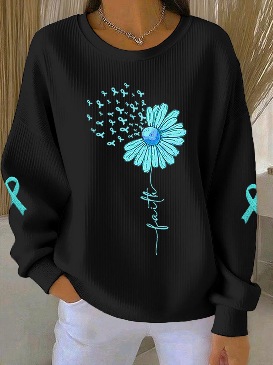 Turquoise tournesol je porte sarcelle pour ma maman ovaire Cancer sensibilisation Sweatshirt