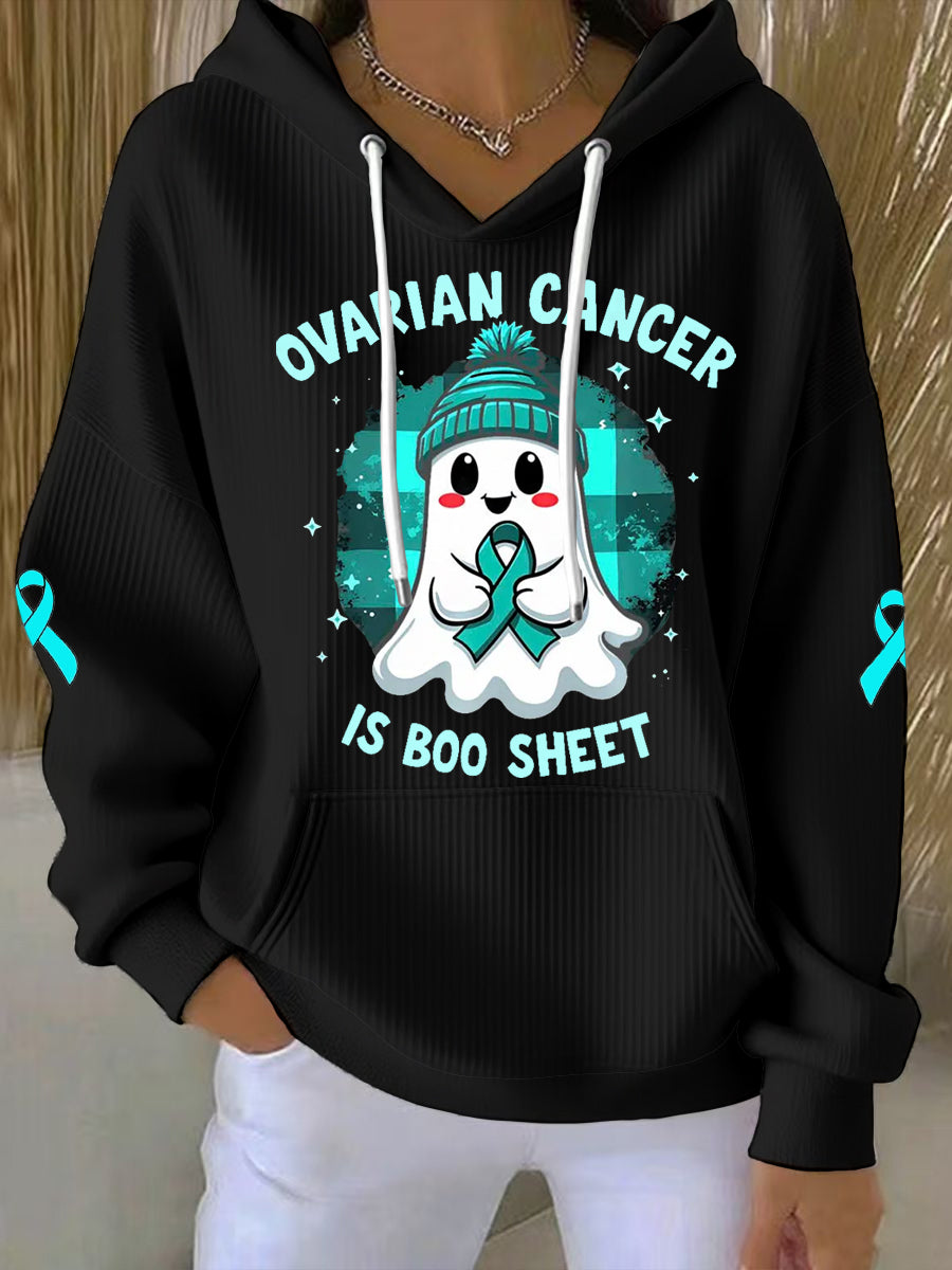 Cancer de l'ovaire des femmes est Boo feuille Halloween fantôme Teal ruban cancer de l'ovaire sensibilisation à capuche