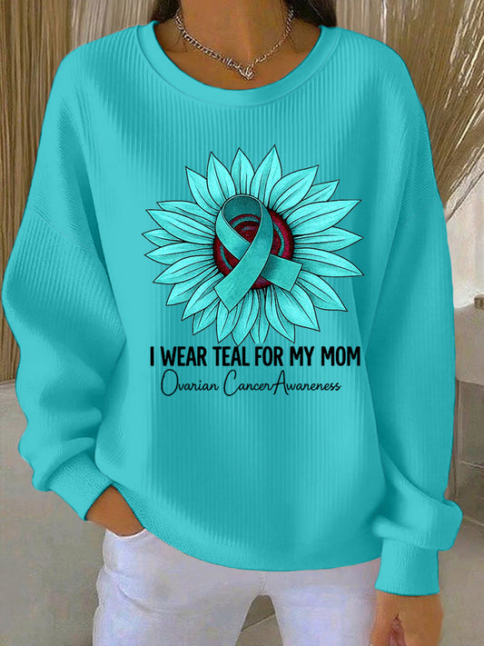 Turquoise tournesol je porte sarcelle pour ma maman ovaire Cancer sensibilisation Sweatshirt