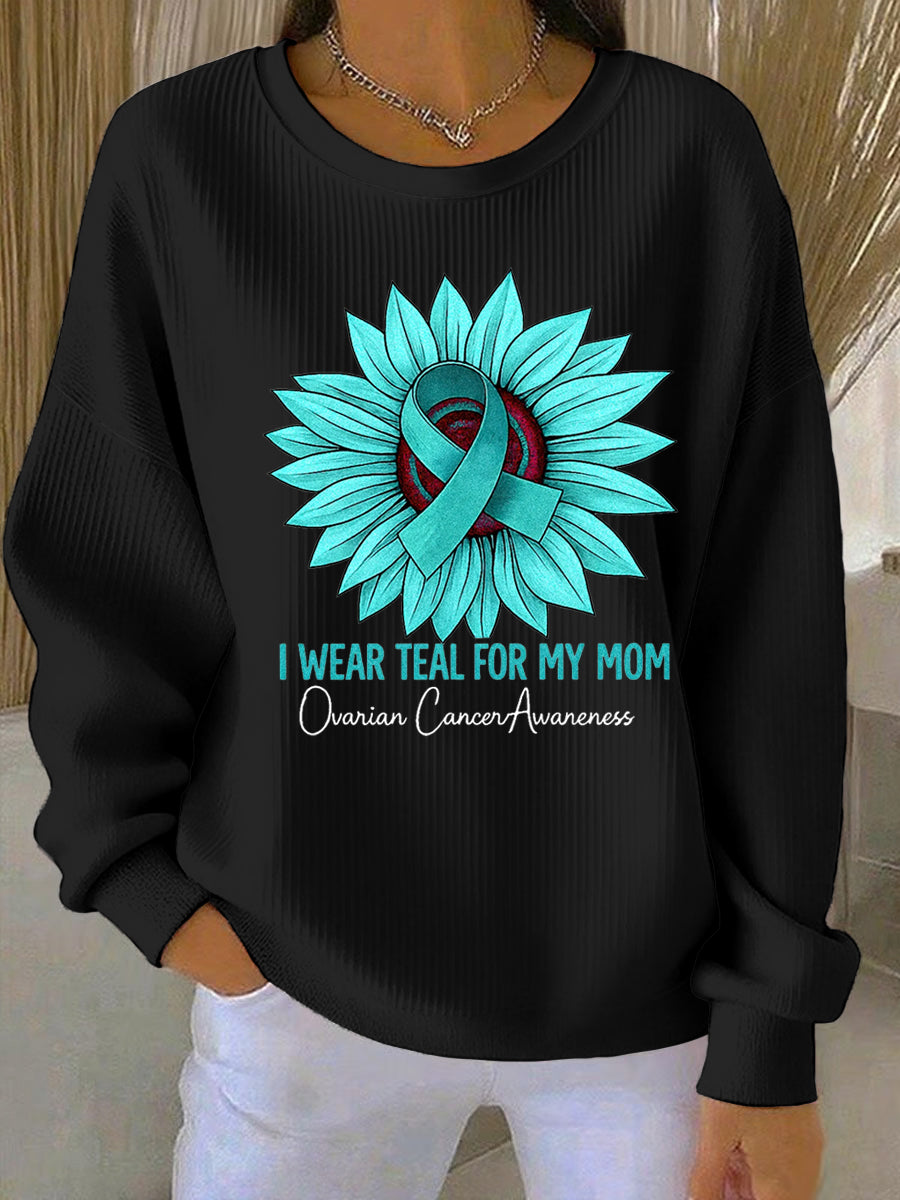 Turquoise tournesol je porte sarcelle pour ma maman ovaire Cancer sensibilisation Sweatshirt