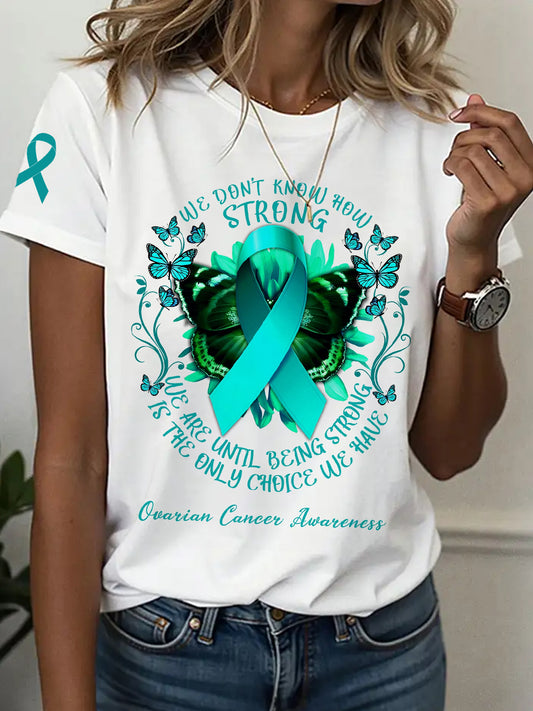 T-shirt à imprimé sensibilisation au cancer de l'ovaire pour femmes