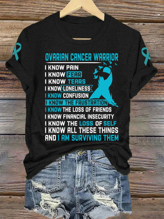 T-shirt à imprimé sensibilisation au cancer de l'ovaire pour femmes