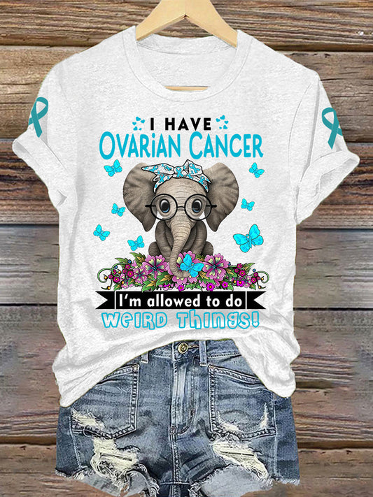 T-shirt à imprimé sensibilisation au cancer de l'ovaire pour femmes