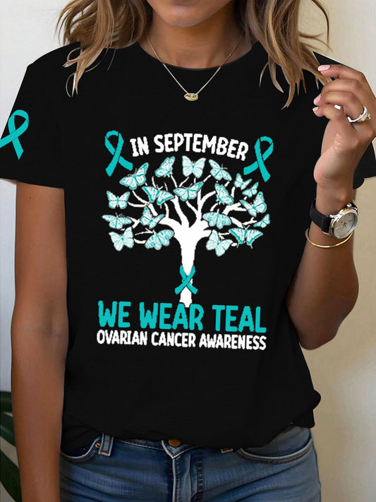 T-shirt de sensibilisation au cancer de l'ovaire en septembre pour femmes