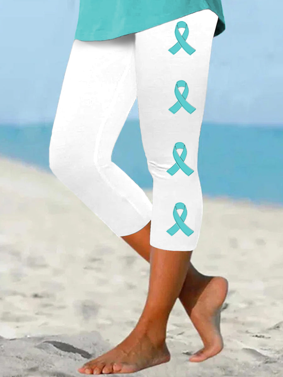 Legging court de soutien de sensibilisation au cancer de l'ovaire pour femme, ruban sarcelle