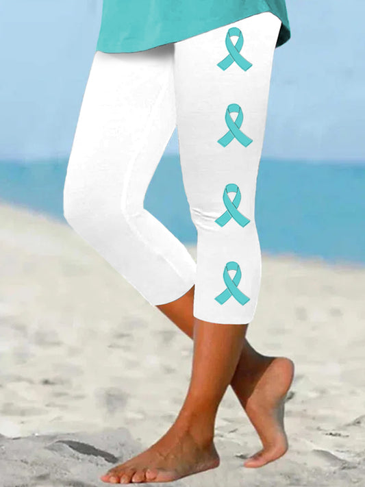 Legging court de soutien de sensibilisation au cancer de l'ovaire pour femme, ruban sarcelle