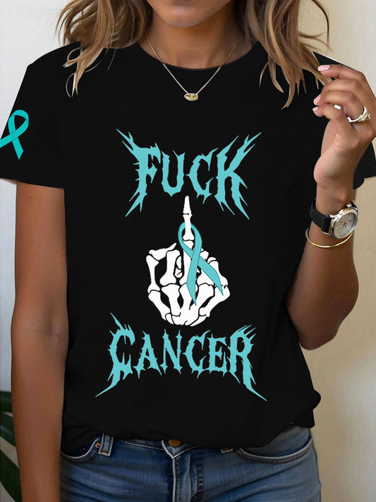 Sensibilisation au cancer de l'ovaire Fuck Cancer T-Shirt femme