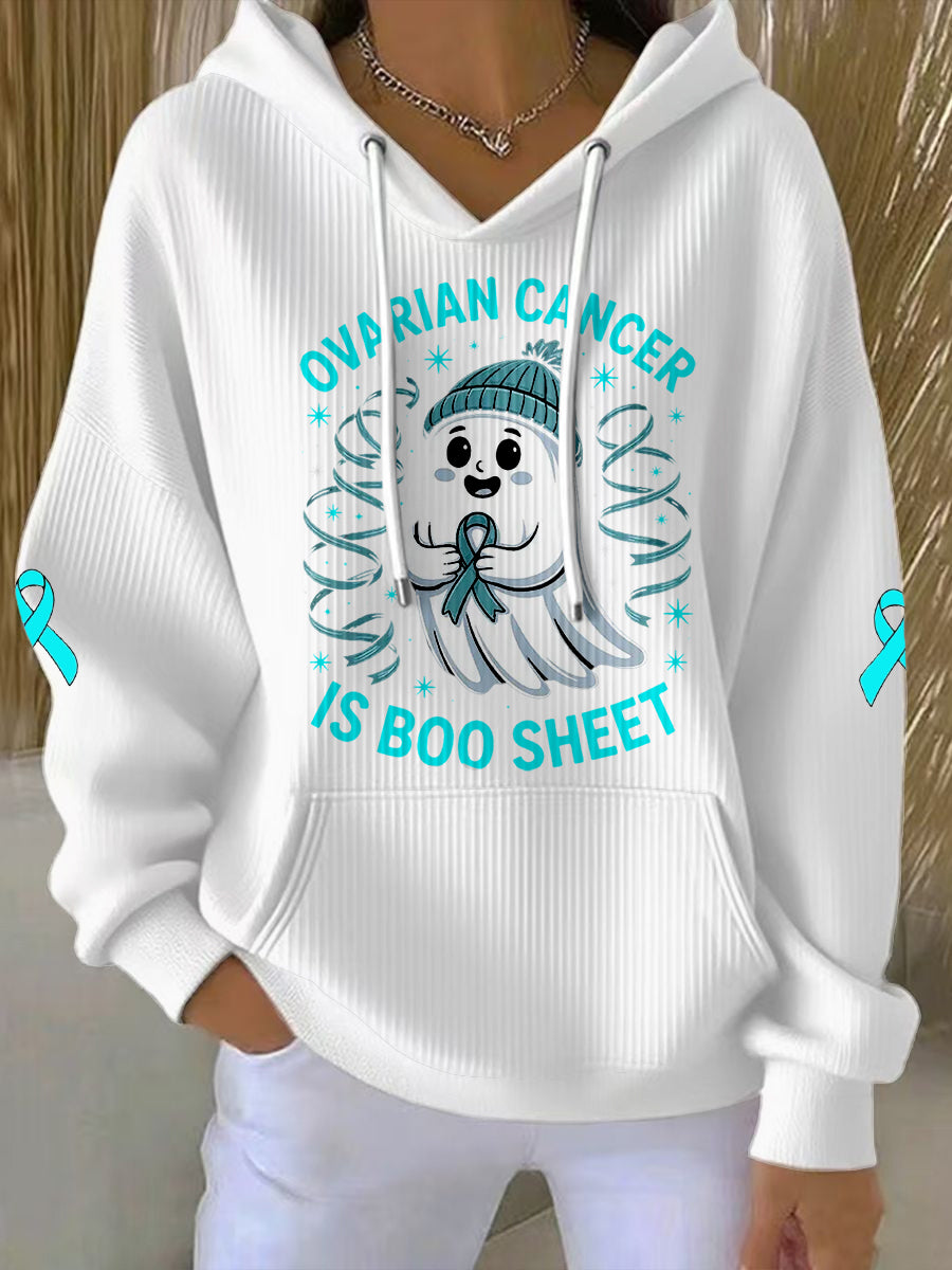 Cancer de l'ovaire des femmes est Boo feuille Halloween fantôme Teal ruban cancer de l'ovaire sensibilisation à capuche