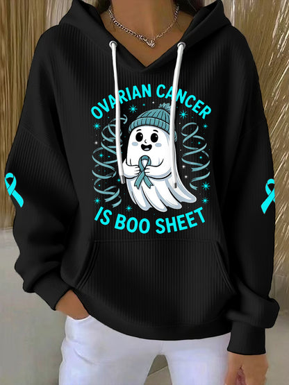 Cancer de l'ovaire des femmes est Boo feuille Halloween fantôme Teal ruban cancer de l'ovaire sensibilisation à capuche