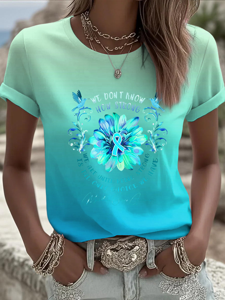 T-shirt décontracté floral Cancer de l'ovaire pour femmes