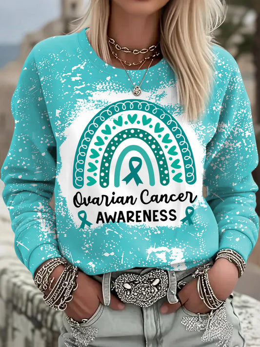 Les femmes de Sarcelle ruban arc-en-ciel Imprimer Ovarian Cancer Sensibilisation Sweatshirt