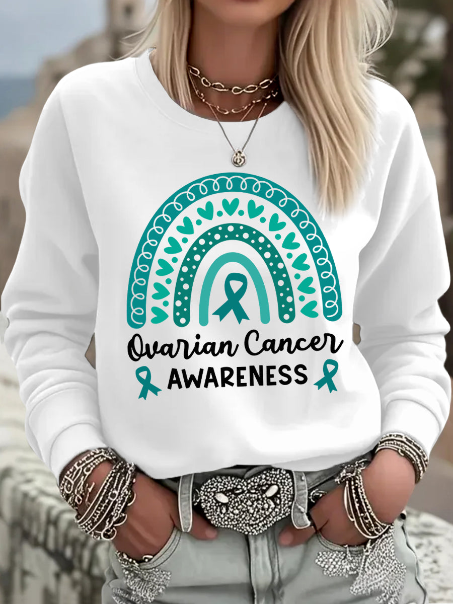 Les femmes de Sarcelle ruban arc-en-ciel Imprimer Ovarian Cancer Sensibilisation Sweatshirt