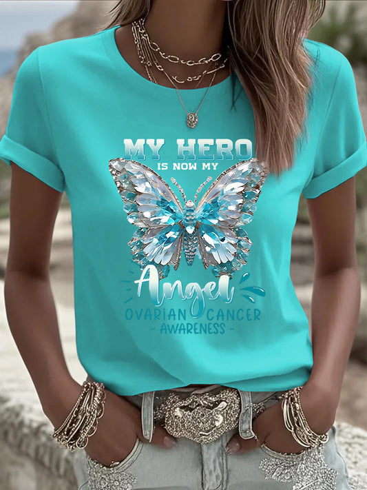 Papillon strass Art Imprimer T-shirt décontracté des femmes