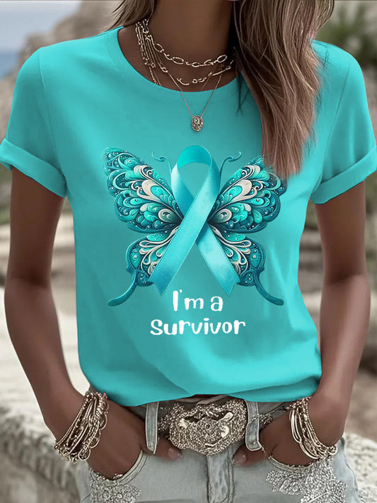 Papillon Ruban Art Imprimer T-shirt décontracté des femmes