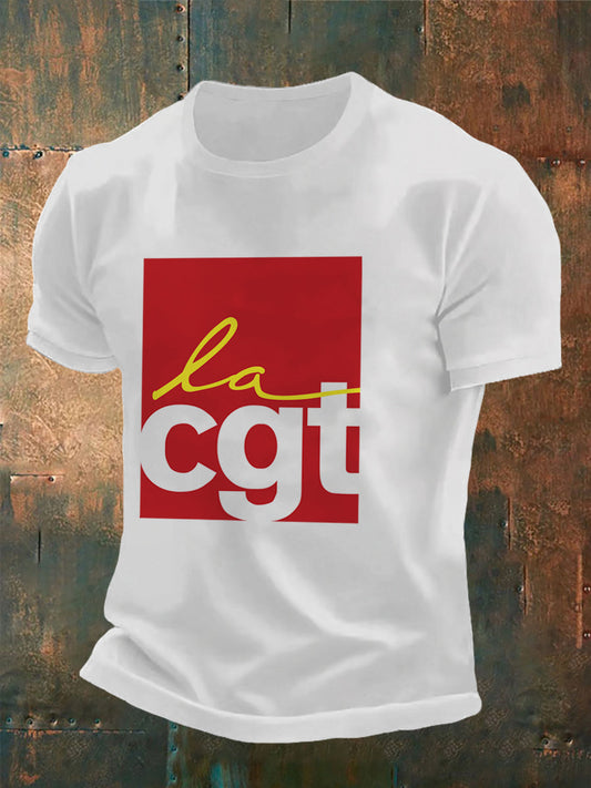 T-shirt à manches courtes imprimé Confédération Générale du Travail pour homme