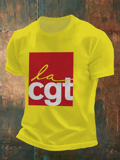 T-shirt à manches courtes imprimé Confédération Générale du Travail pour homme