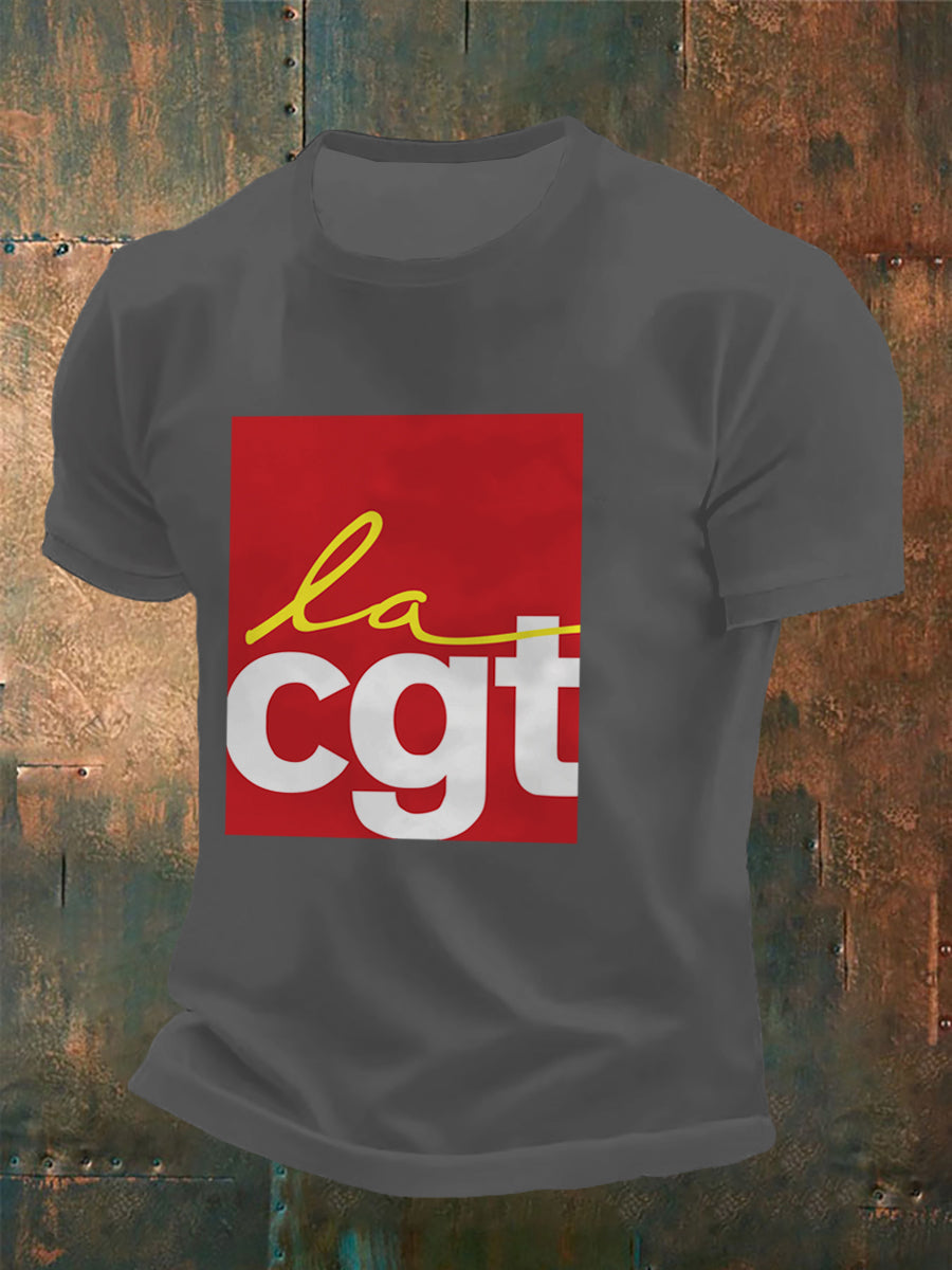 T-shirt à manches courtes imprimé Confédération Générale du Travail pour homme