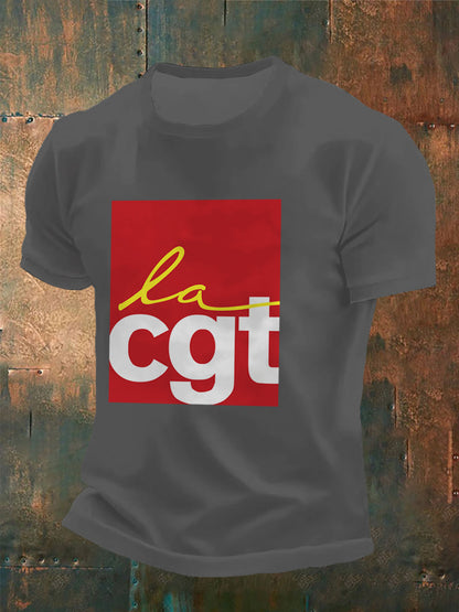 T-shirt à manches courtes imprimé Confédération Générale du Travail pour homme
