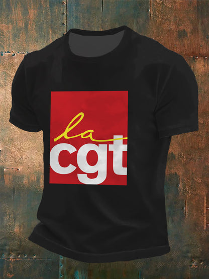 T-shirt à manches courtes imprimé Confédération Générale du Travail pour homme