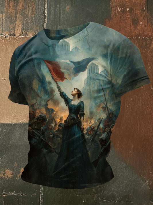 T-Shirt Décontracté Imprimé Français Vintage