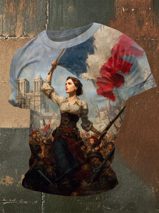 T-Shirt Décontracté Imprimé Français Vintage