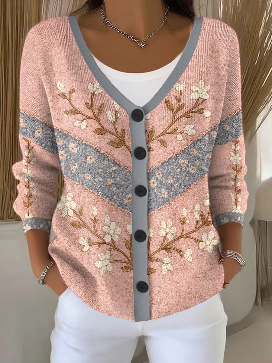 Cardigan Femme Rose Imprimé Fleurs Cancer Du Sein
