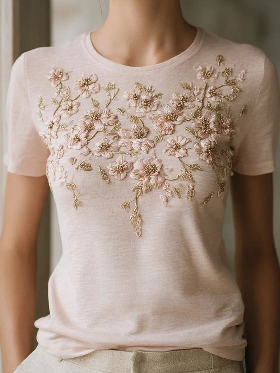 Women's Breast Cancer Awareness Rose Floral Print T-Shirts