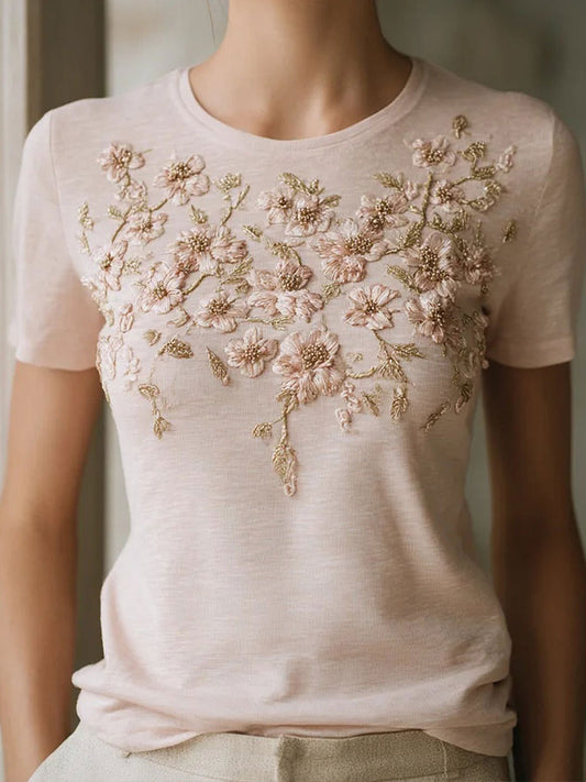 Women's Breast Cancer Awareness Rose Floral Print T-Shirts