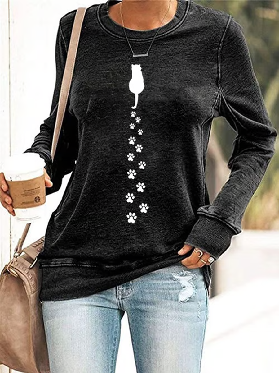 Sweat ajusté Cat Printed Femme