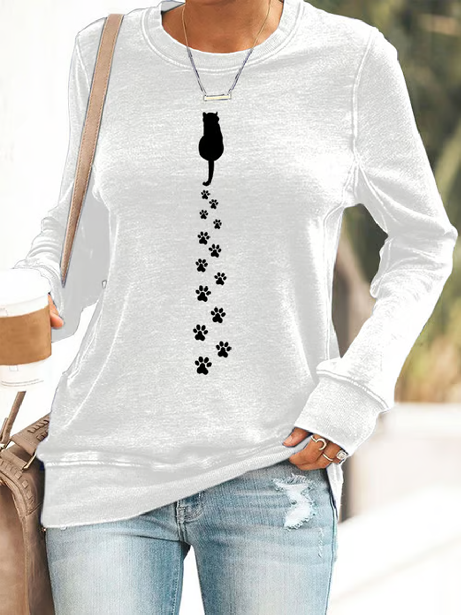 Sweat ajusté Cat Printed Femme