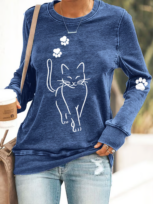 Sweat ajusté Cat Printed Femme