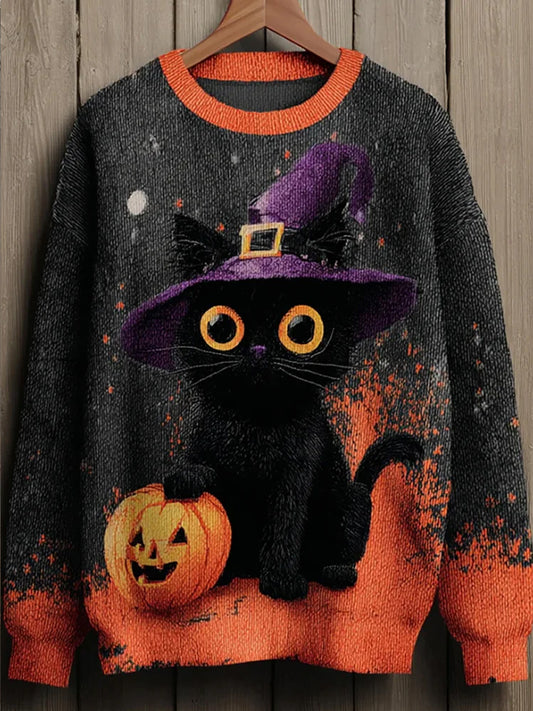 Pull décontracté à imprimé animal vintage pour femmes