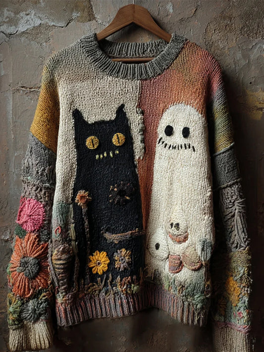 Pull décontracté à imprimé animal vintage pour femmes