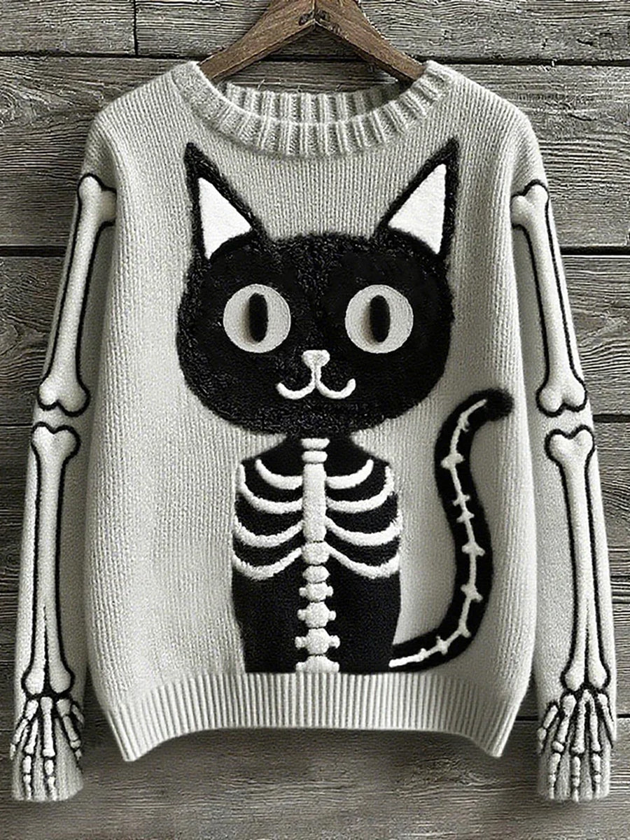 Pull décontracté à imprimé animal vintage pour femmes