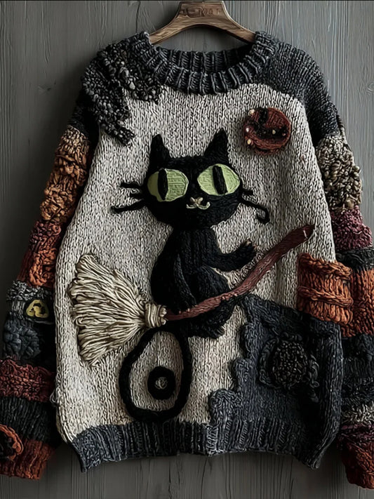 Pull décontracté à imprimé animal vintage pour femmes