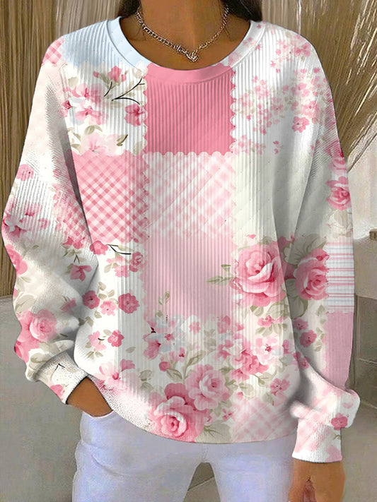 Sweatshirt Décontracté Femme Rose Imprimé Cancer Du Sein