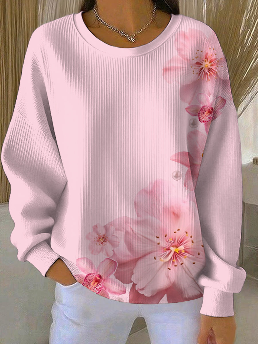 Sweatshirt Décontracté Femme Rose Imprimé Cancer Du Sein
