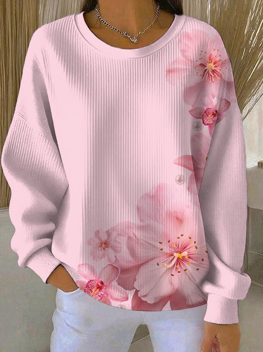 Sweatshirt Décontracté Femme Rose Imprimé Cancer Du Sein