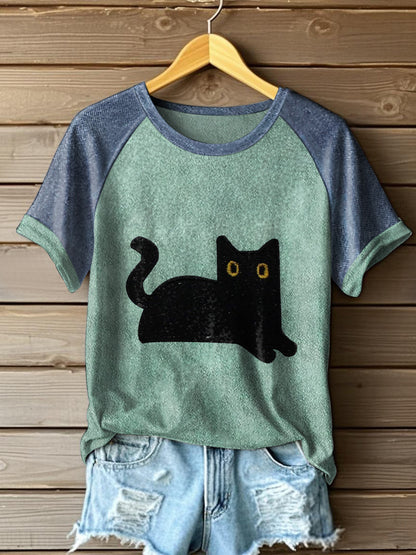 T-shirts à couleurs de chat noir pour femmes