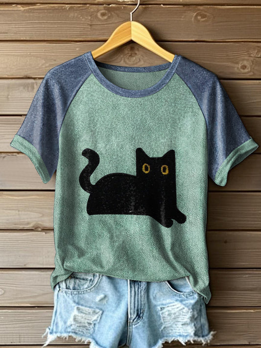 T-shirts à couleurs de chat noir pour femmes