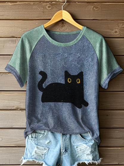 T-shirts à couleurs de chat noir pour femmes