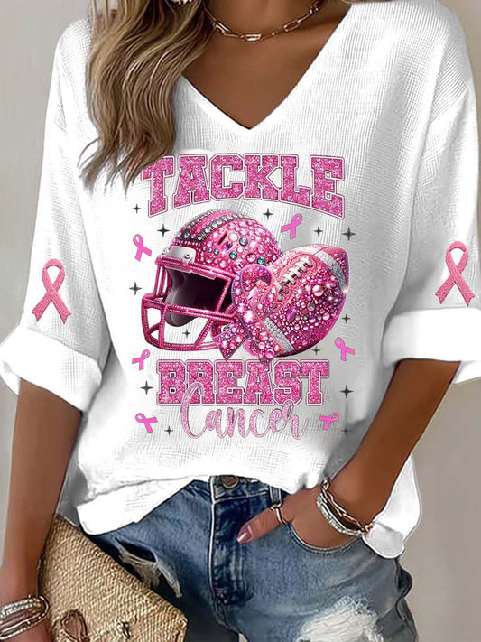 T-shirt pour femmes Breast Cancer Fantasy Sequin Brodé Animal