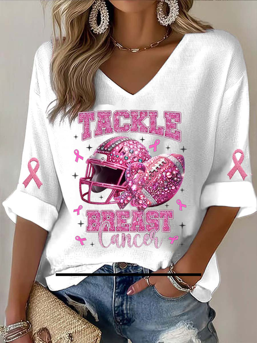 T-shirt pour femmes Breast Cancer Fantasy Sequin Brodé Animal