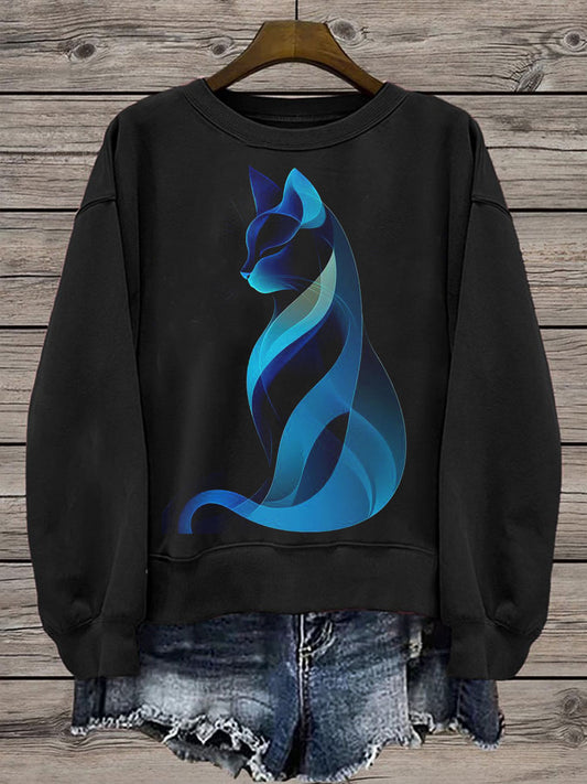 Sweatshirt Cat Regular Femme