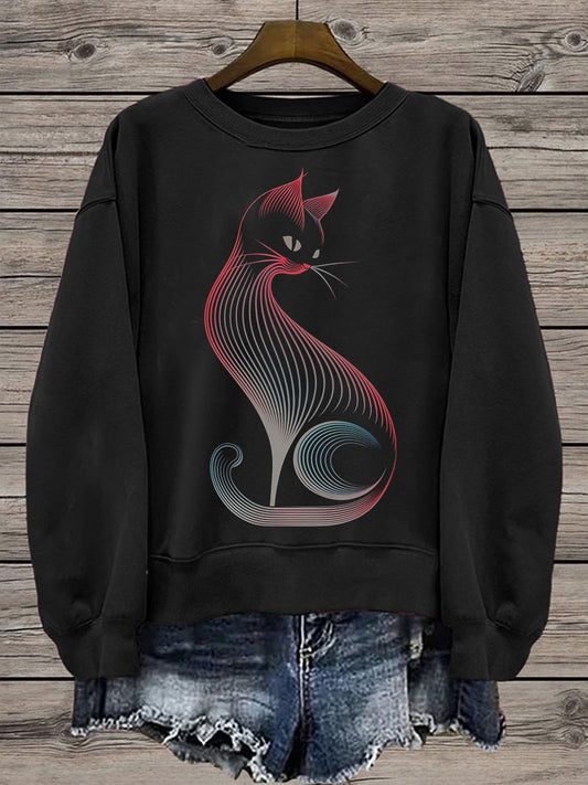 Sweatshirt Cat Regular Femme