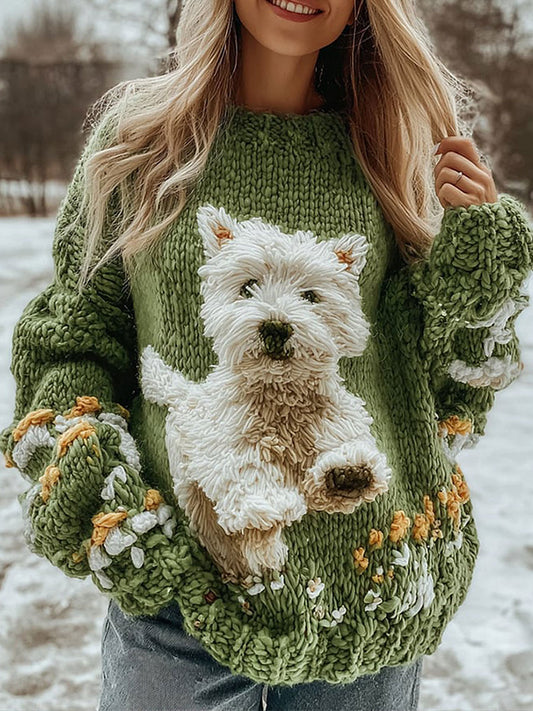 Dessus d'impression de chien d'automne des femmes